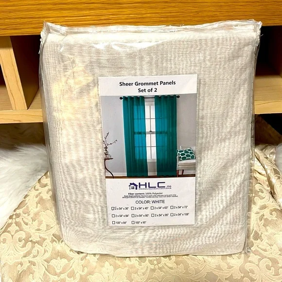 Home Linen Collection Sheer Grommet Window Panels- Curtains- Home Decor - Picture 3 of 5